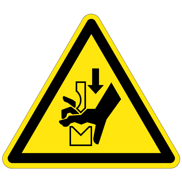 Ecrasement de la main dans l'outil d'une presse plieuse - W030 - ISO 7010 - étiquettes et panneaux de danger et de prévention